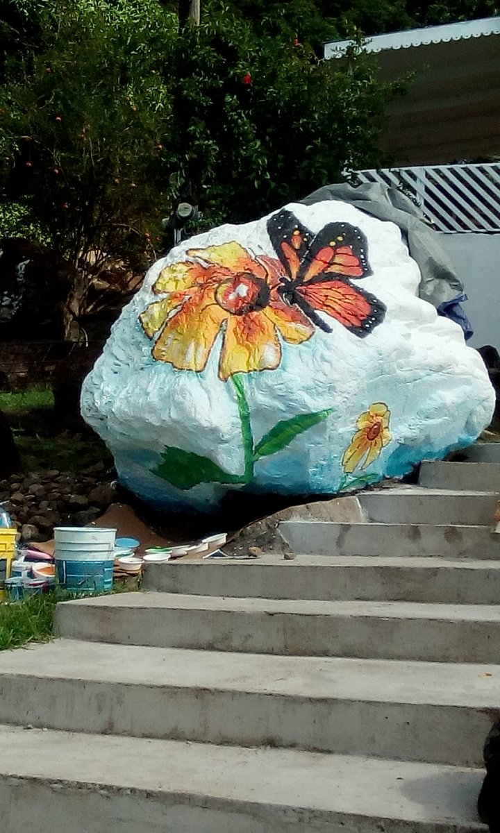 My first #Boulder #mural #paradisehotel #stlucia . #flowerpower #butterfly #Paradise #art