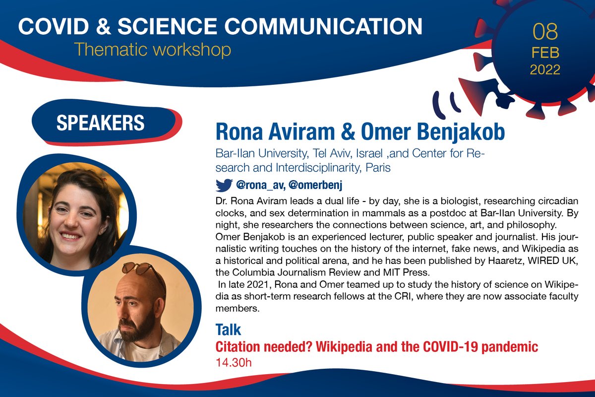 Mary ThePeople (@maria_lopopolo) on Twitter photo For our second talk at #tw2022 #COVID&Science Communication #covidcom we will see the duo <a href="/rona_av/">rona aviram</a>& <a href="/omerbenj/">Omer Benjakob</a> presenting how the growth of COVID-19 information is presented on Wikipedia. Register at t.ly/oYj2! <a href="/FIREPhD/">FIRE PhD Program</a> <a href="/lpiparis_/">Learning Planet Institute</a> <a href="/MasterAIV/">Master AIRE-LiSc (AIV)</a> For our second talk at #tw2022 #COVID&Science Communication #covidcom we will see the duo <a href="/rona_av/">rona aviram</a>& <a href="/omerbenj/">Omer Benjakob</a> presenting how the growth of COVID-19 information is presented on Wikipedia. Register at t.ly/oYj2! <a href="/FIREPhD/">FIRE PhD Program</a> <a href="/lpiparis_/">Learning Planet Institute</a> <a href="/MasterAIV/">Master AIRE-LiSc (AIV)</a>