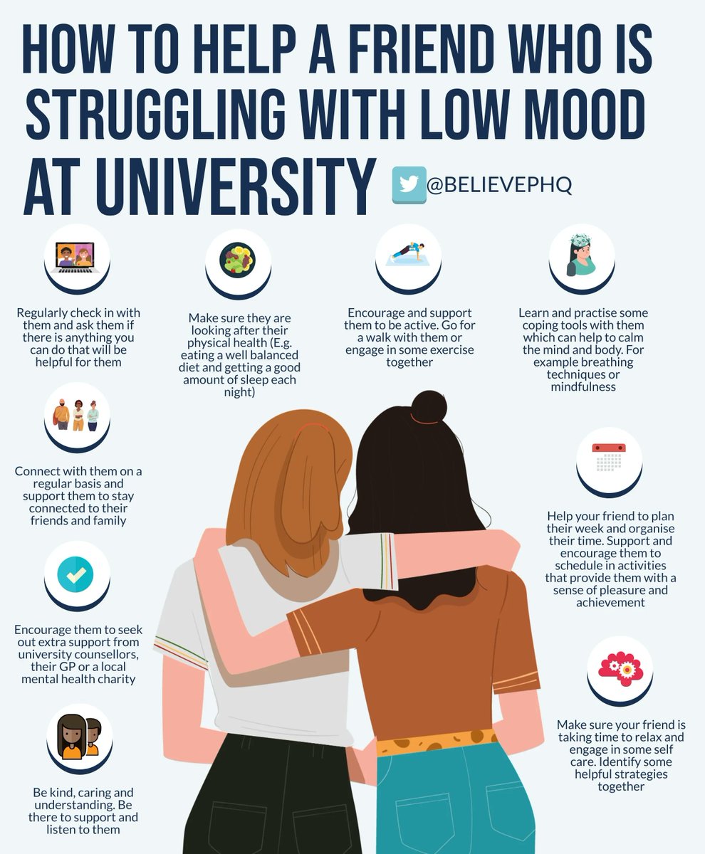 Clear Insight Counselling - Emily McArthur (@cicounselling) on Twitter photo If someone you know at #university is struggling with their #mentalhealth, checking in with them & listening to how they’re feeling can really help. Encourage them to access university wellbeing & #counselling services or a support service such as <a href="/NightlineAssoc/">NightlineAssociation</a>
📷 <a href="/BelievePHQ/">BelievePerform</a> If someone you know at #university is struggling with their #mentalhealth, checking in with them & listening to how they’re feeling can really help. Encourage them to access university wellbeing & #counselling services or a support service such as <a href="/NightlineAssoc/">NightlineAssociation</a>
📷 <a href="/BelievePHQ/">BelievePerform</a>