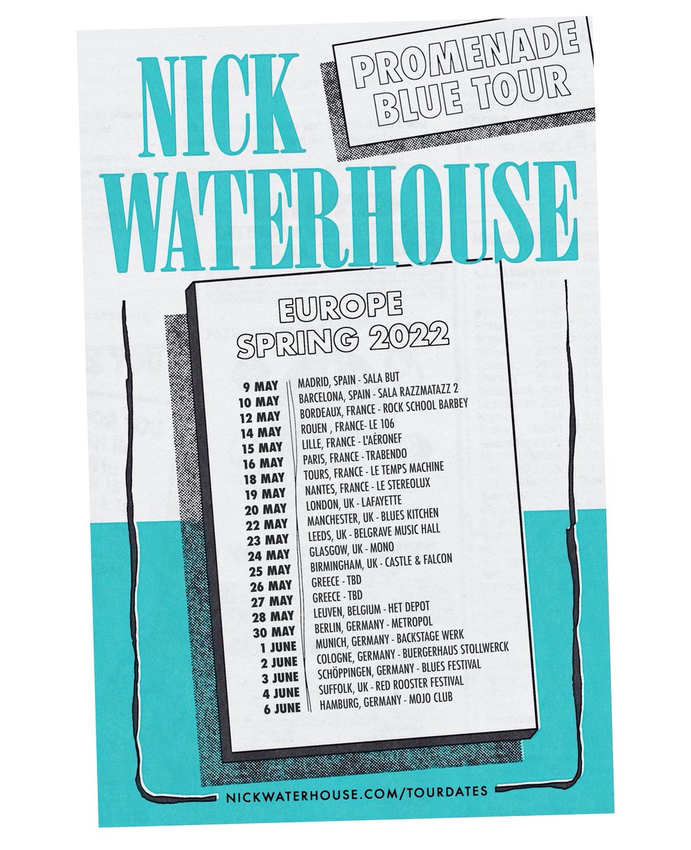 EUROPE + UK ! New dates added and a couple venue changes • nickwaterhouse.com/tourdates ~ see you this spring ✨