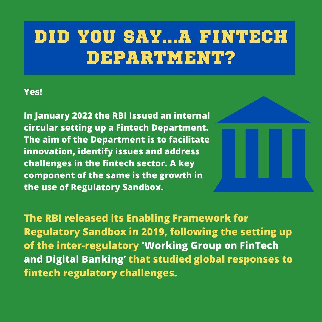 VantagebyIRO's tweet photo. The #RBI recently announced that it has set up a #FinTech Department to foster #innovation. One way this would take place is by a growth in the use of #RegulatorySandbox. @lalantikaa_ explains what this entails

#FCA #UpcomingTechnologies #tech #growth #policy #monetarypolicy 1/ https://t.co/XM7bpkcye4