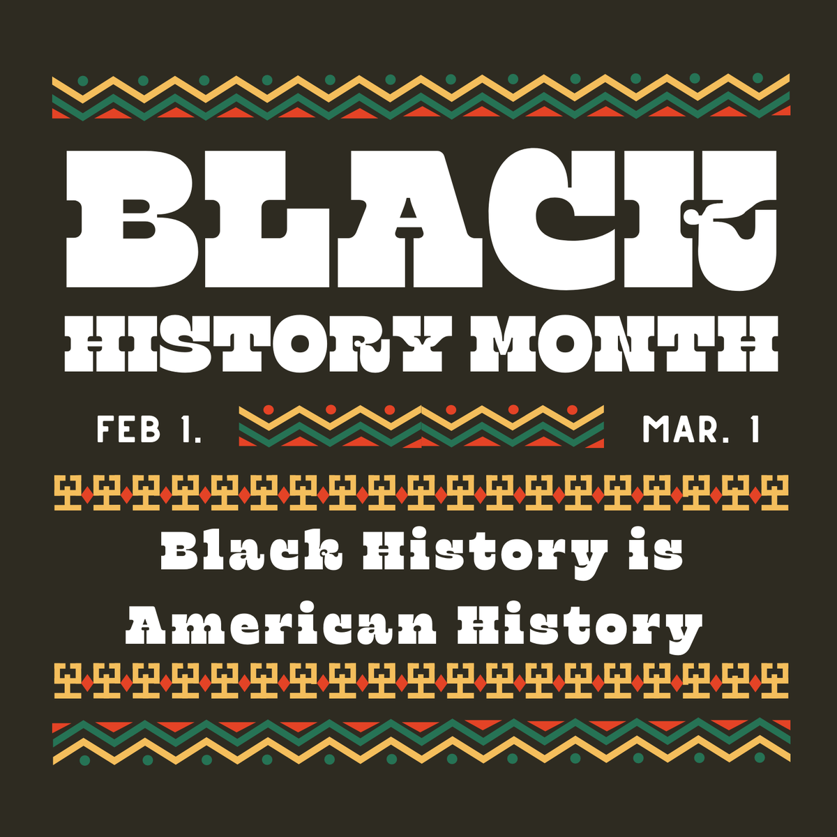 It's Black History Month! Let's honor the triumphs, achievements, and ongoing contributions from Black Americans. Black history should be continuously celebrated and commemorated throughout the year because Black history is American history!  #BHM #BlackHistoryMonth