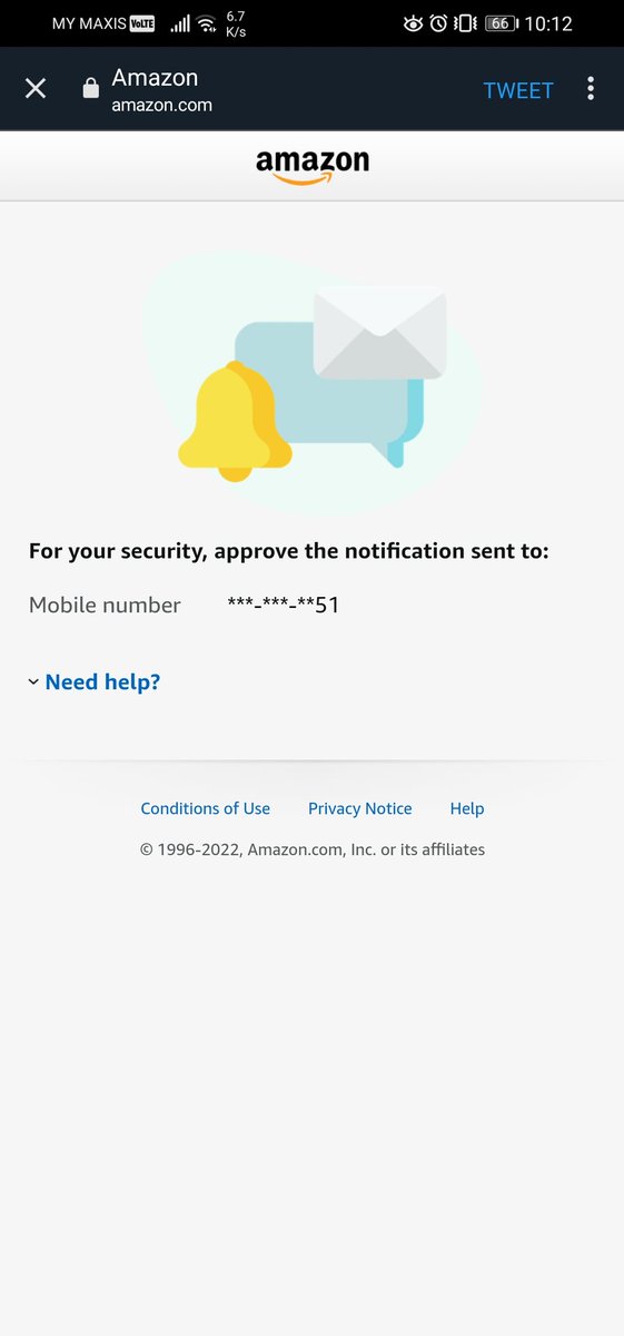 akmalsaipudin's tweet photo. @AmazonHelp I've try the first step, and it seems I went to square one when it page sent me here.
And I believe it was my old phone number. Since I've done it multiple times, there is no approval sent in my phone. Huhu https://t.co/lA2C9W7Tty