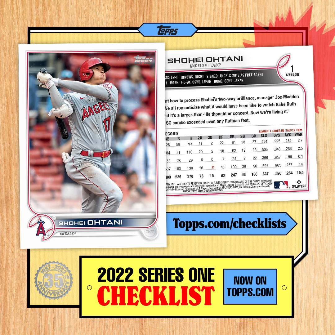 Just dropped: 2022 topps series one baseball checklist! 