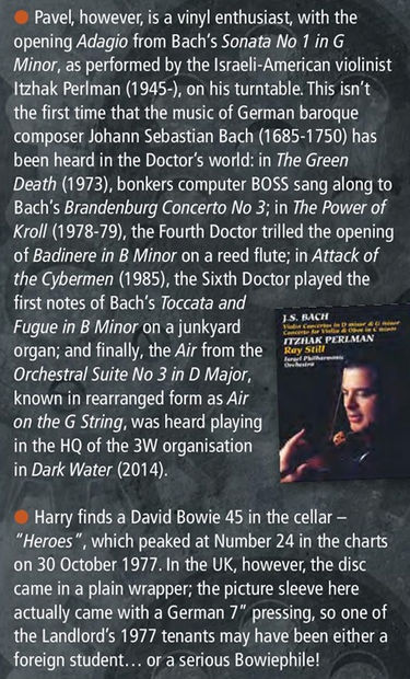 Karin12th's tweet photo. DWM 2018 Yearbook: "Harry finds a David Bowie 45 in the cellar–“Heroes”, which peaked at Number 24 in the charts on 30 October 1977...sleeve actually came with a German 7” pressing... tenants may have been either a foreign student…a serious Bowiephile!." #PeterCapaldi #ColinRyan https://t.co/PbsJNWXU97