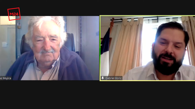 Cooperativa's tweet photo. [Video] Mujica a Boric: "Suerte que tienes las venas jóvenes porque te quedan muchas incomprensiones por delante" #CooperativaContigo https://t.co/VoZLLvrPOY https://t.co/pZpnJApffg