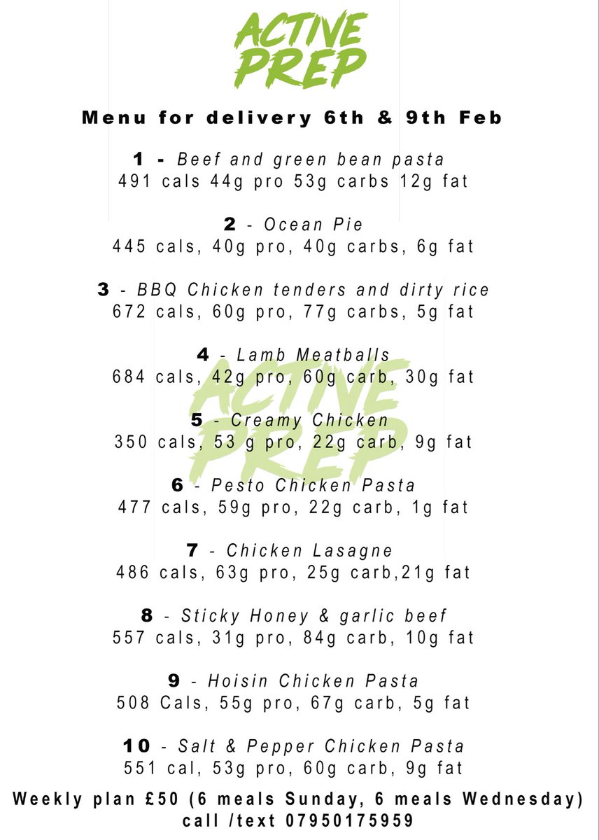 PrepActive's tweet image. Here is this weeks menu , call 07950175959 to order