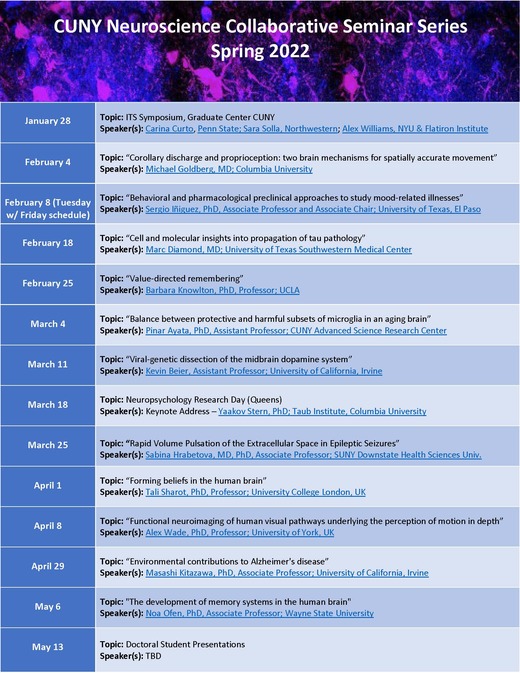 Cuny Spring 2022 Schedule Cuny Neuroscience (@Cunyneuro) / Twitter