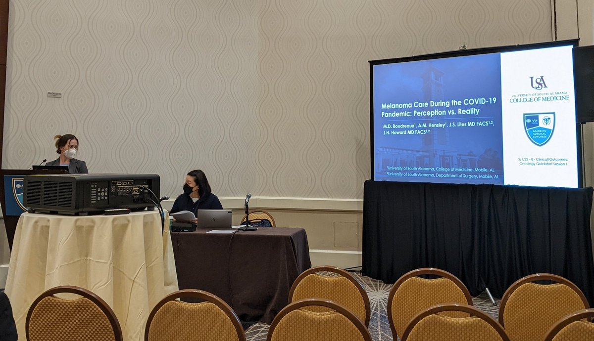 alabama_surgonc's tweet photo. Very proud of @usacollegeofmed MS2 Madeleine Boudreaux presenting our data on #melanoma  care @USAMCI during #COVID #ASC2022 https://t.co/2XEeThkKfQ