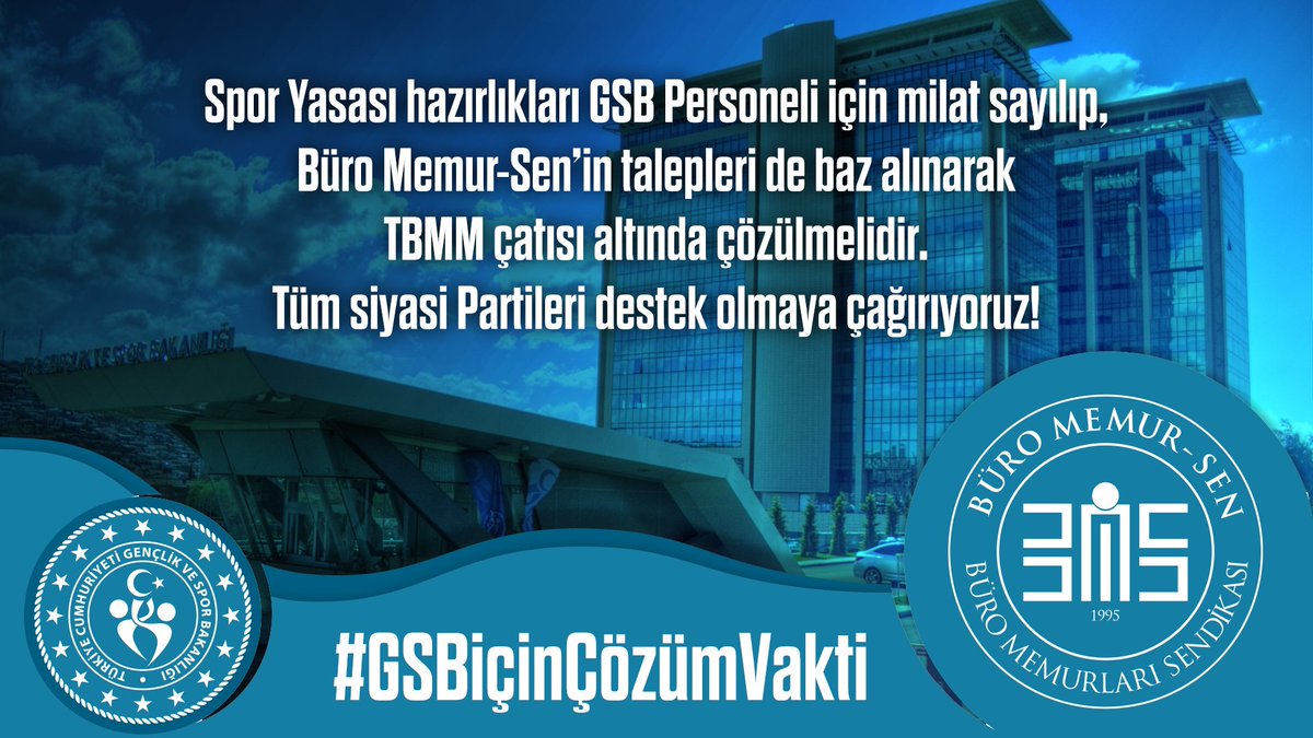 Mesat511's tweet photo. #GSBiçinÇözümVakti

Spor Yasası hazırlıkları GSB Personeli için milat sayılıp, Büro Memur-Sen’in talepleri de baz alınarak TBMM çatısı altında çözülmelidir. Tüm siyasi Partileri destek olmaya çağırıyoruz!

@kasapoglu @gencliksporbak @yusufyazgan37 https://t.co/J0r0THml7X
