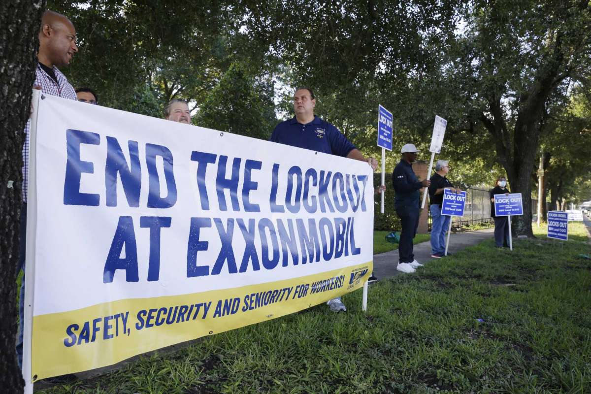 steelworkers's tweet photo. It’s deeply disappointing that @ExxonMobil would take such a drastic step & keep its dedicated workforce off on #ULPLockOut OVER GREED when our only goal is to bargain a #FairContract https://t.co/vUiA9L5SeU