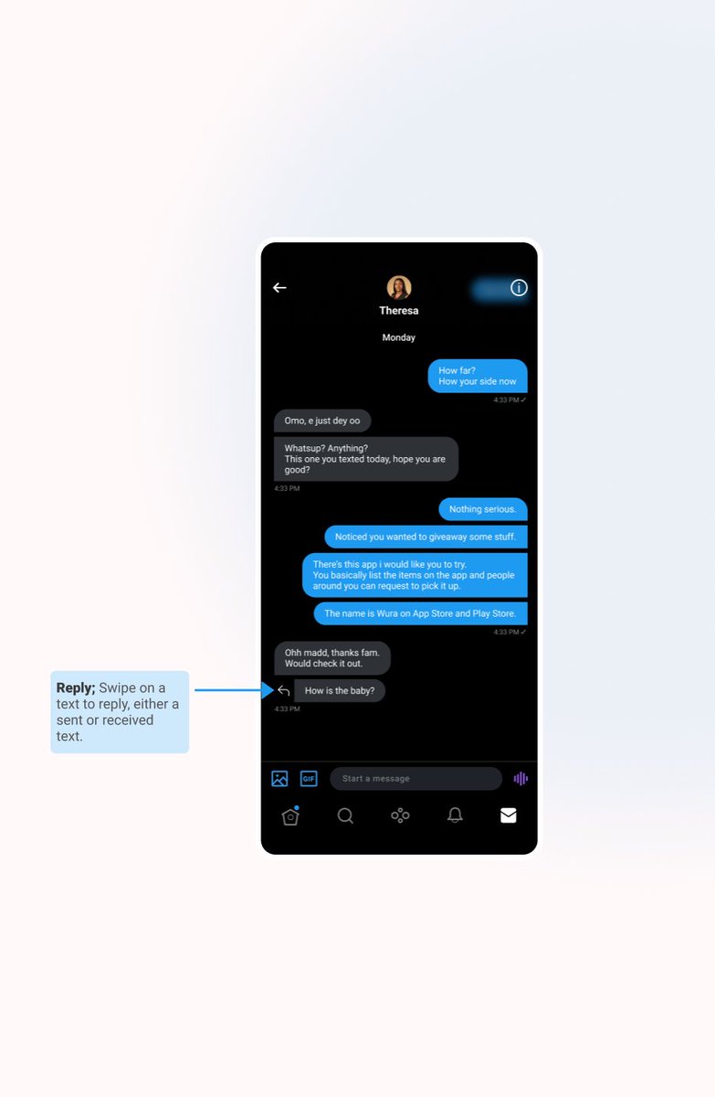 The_Theresa_A's tweet photo. So I replicated the twitter DM’s and added a feature because I think it’s long overdue.
It will be nice to actually see these updates.
#uxdesign https://t.co/FQ5Hb6T3zZ