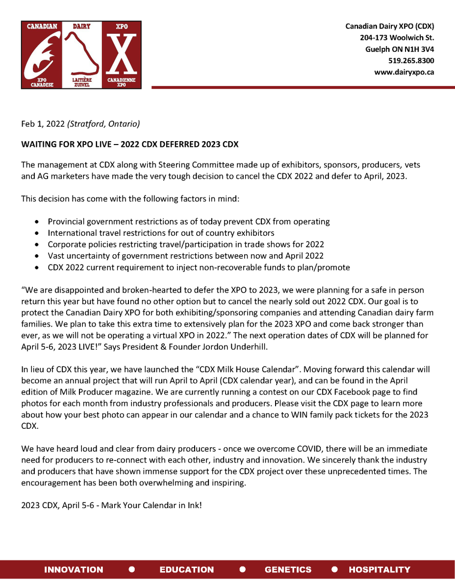 IMPORTANT ANNOUNCEMENT: CDX 2022 Deferred to 2023