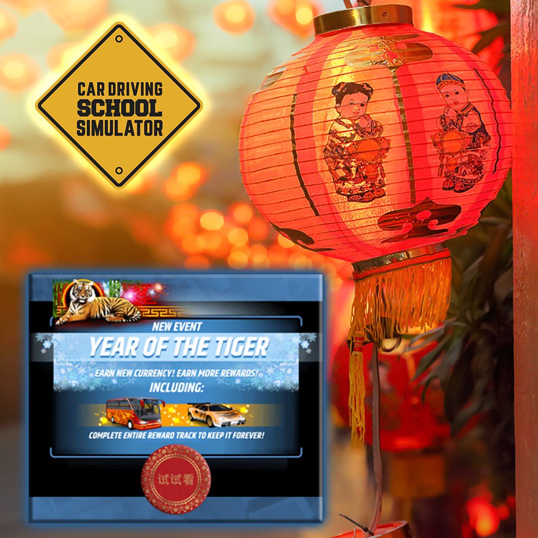 BoomBit on X: Happy Lunar New Year! There is a new Year Of The Tiger event  in Car Driving School Simulator, so make sure you don't miss it!   #lunarnewyear #chinesenewyear #cardrivingschool #