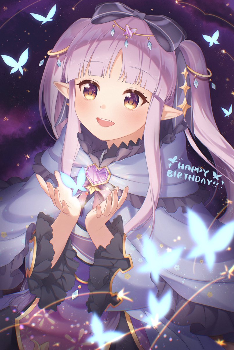 kyouka (princess connect!) 1girl solo pointy ears twintails long hair bangs butterfly  illustration images