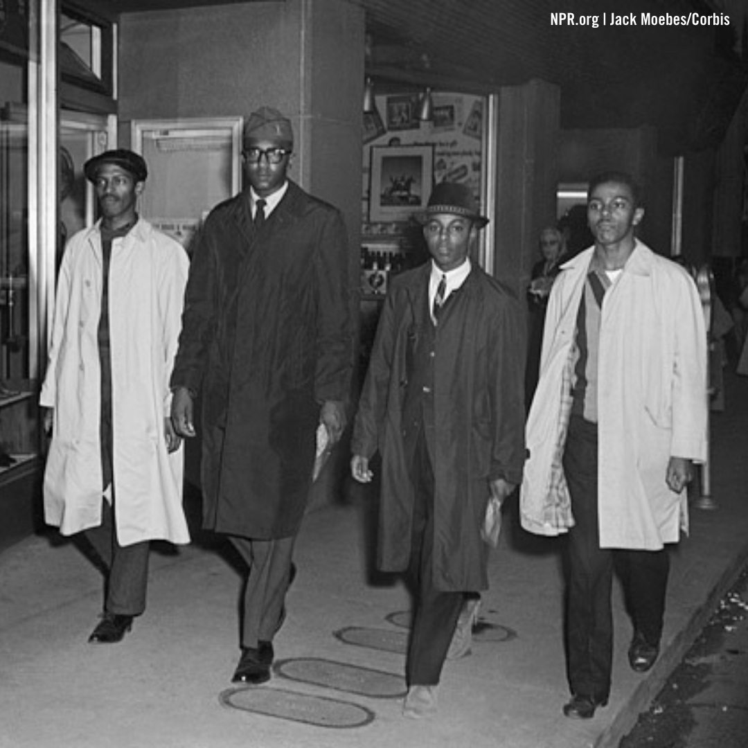 NCRMuseum's tweet photo. #OnThisDay in 1960, the “Greensboro Four” staged a sit-in at a restaurant in Greensboro, NC. Despite the restaurant’s policy to only serve White people, the four Black students stayed at the restaurant until it closed. This act inspired a movement across various US cities.

#BHM https://t.co/owUDqzYN2S