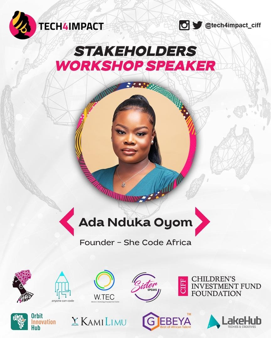 SheCodeAfrica's tweet photo. Come Friday, Our Founder @kolokodess would be speaking alongside a panel of women founders, in @Tech4impactCIFF‘s stakeholders workshop on “Building Back : Girls &amp; Technological Innovations”

The workshop aims at creating technology innovations for girls in Sub-Saharan Africa. https://t.co/sAitXBI3L8