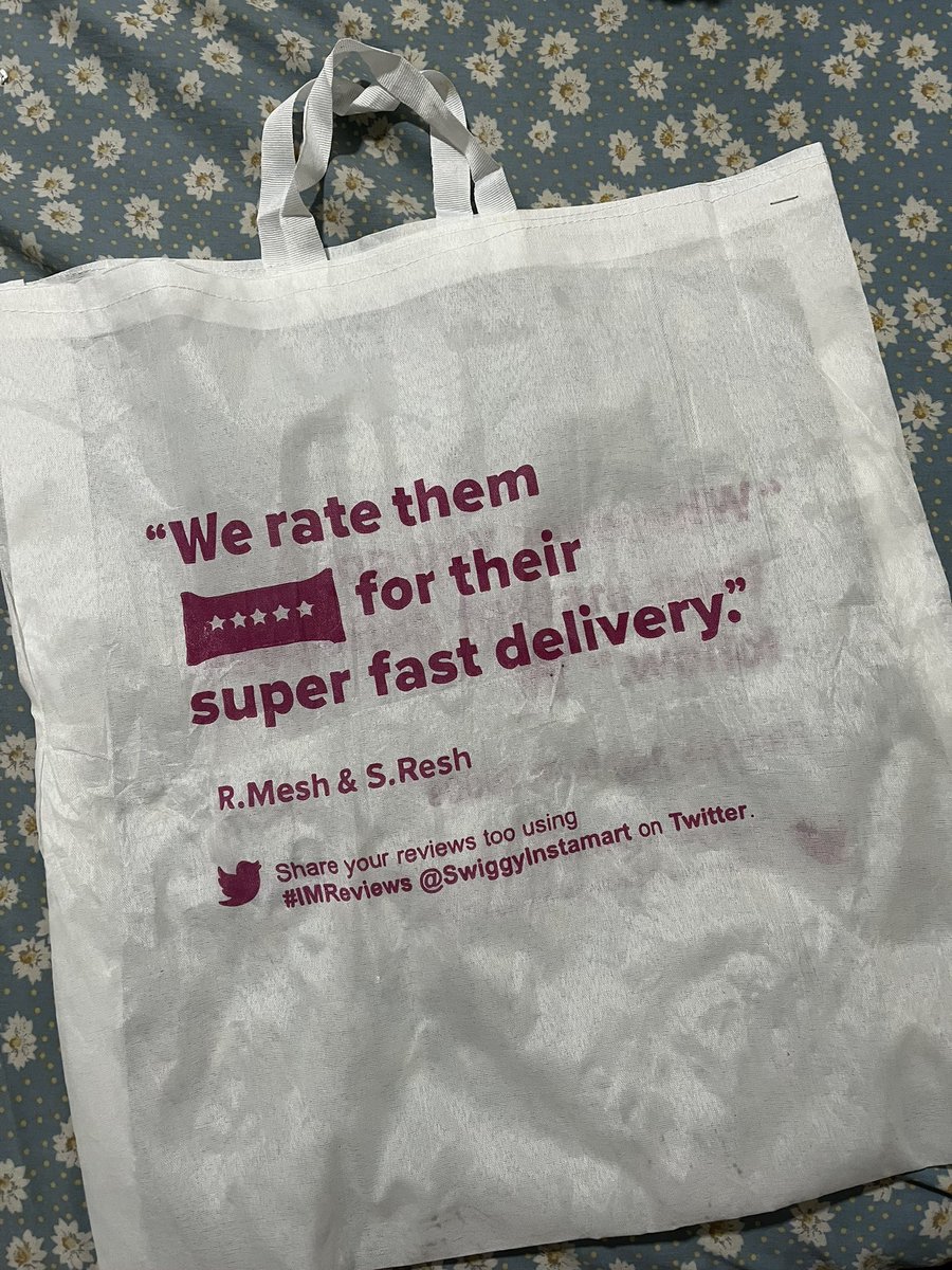 MariskaLobo's tweet photo. Used @SwiggyInstamart for the first time today, and I’m mighty impressed by the effort put into making a simple delivery bag quirky! #PackagingDesign 

Totally encouraged me to come &amp; tweet about it.

Oh and.. the services are super convenient &amp; super quick! 🙂 https://t.co/HqzBjjFrZk
