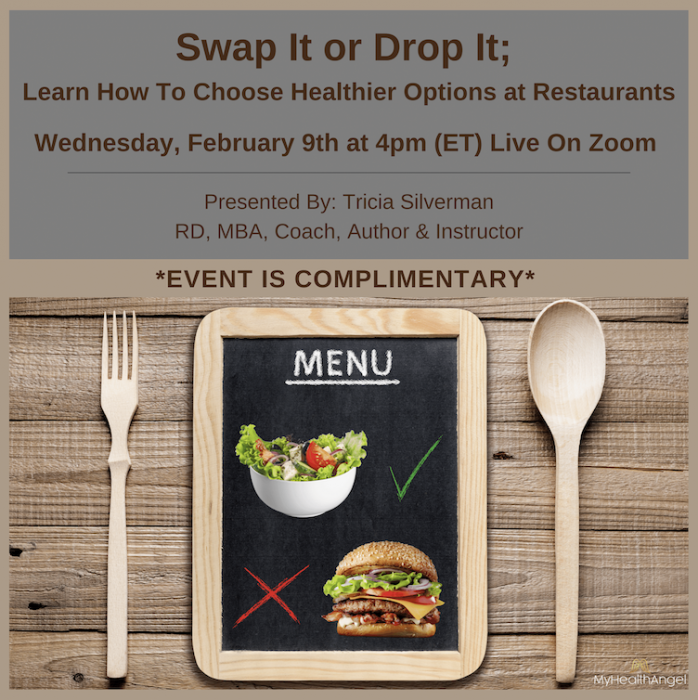 TriciaSilverman's tweet photo. Hope you can join me on Wed, Feb 9th at 4 pm ET for a complimentary #seniornutrition presentation hosted by @myhealthangel. This is a fun look at some of the shocking food options at American restaurants, and healthier alternatives. Click here to sign up: https://t.co/HWKBJF4esO https://t.co/lZ6MsCwwmo
