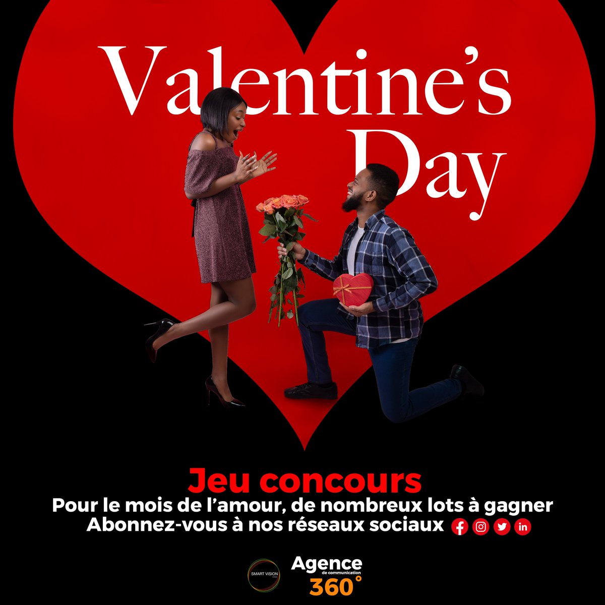 smartvisioncg's tweet photo. Jeux concours!!!
Pour le mois de l'amour, de nombreux lots à gagner.
Abonnez vous à nos réseaux réseaux sociaux pour ne rien rater🤗
#smartvisioncongo
#AgenceDeCommunication https://t.co/xRlj75GiNe