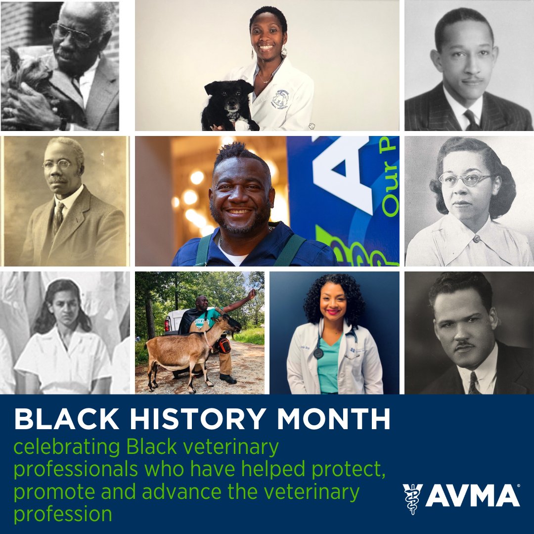February is #BlackHistoryMonth &amp; AVMA joins in honoring the accomplishments of Black women &amp; men who have helped shape the veterinary profession. Their instrumental work in improving animal &amp; human health has been critical to advancing the veterinary medical profession.