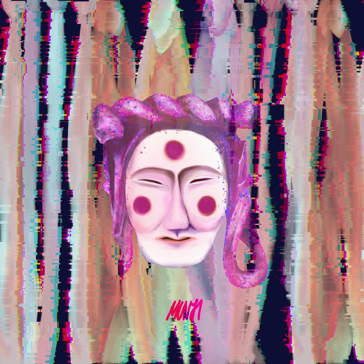 Munji_Kimm's tweet image. 박물관이나 혹은 창고 안에 보관되어 있던 우리나라 전통 탈들이 내가 벽에 흰 분필로 그린 문을 통해 이곳으로 넘어오고 있습니다. 우리의 뿌리는 이렇게 버젓이 살아있습니다. We Are Alive 시리즈의 두 번째 작품, 각시탈 
 bit.ly/3oh4nsy
#NFT #NFTART #WEAREALIVE #리드미컬NFT #먼지킴