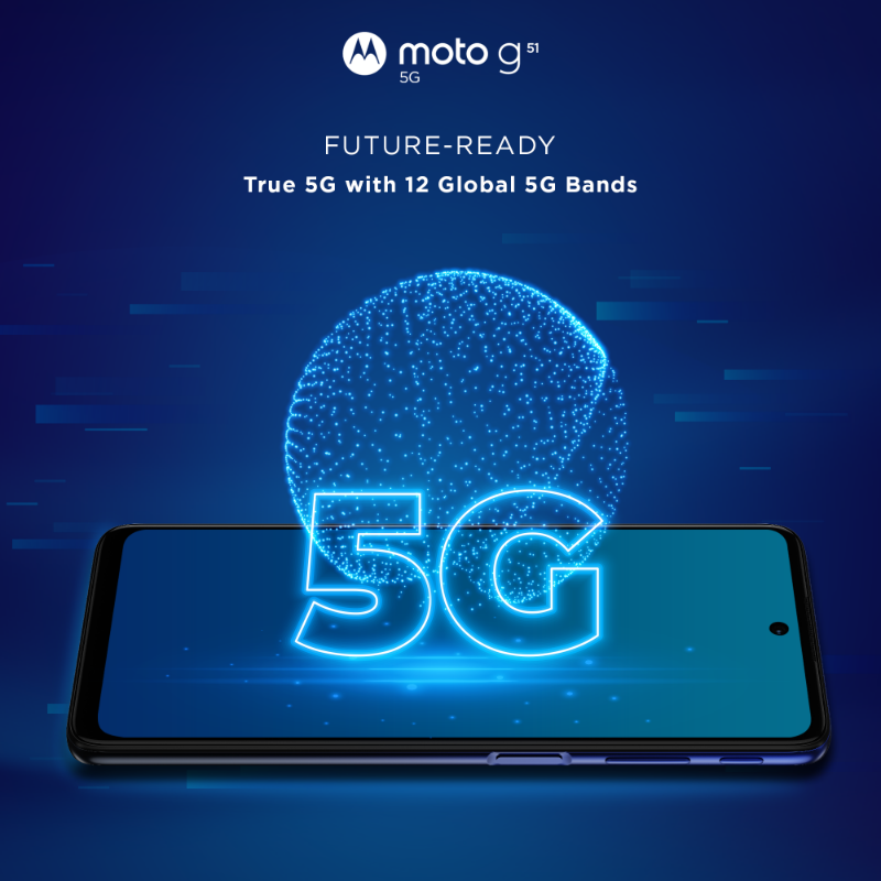 motorolaindia's tweet photo. Be future-ready with the smartphone of the new generation that's here to #GoTrue5G! Wonder what the future holds? Find the answer by making #motog51 5G with its exceptional features all yours at just ₹14,999. Head to @Flipkart now. Happy shopping! #gotmotog