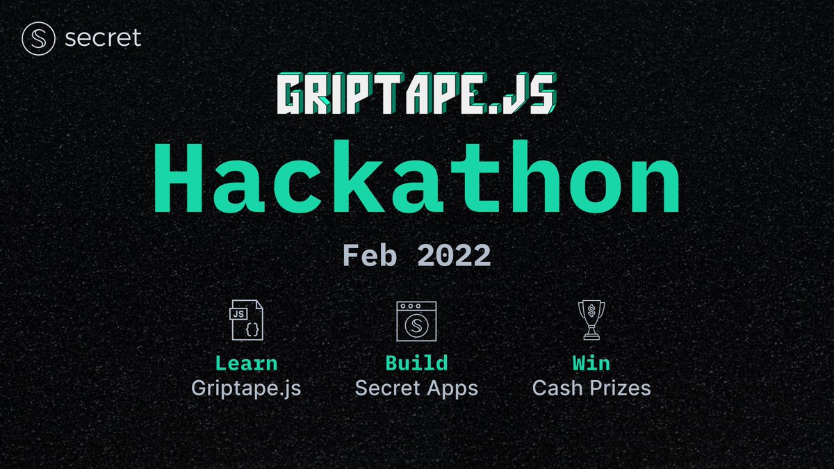 scrtkeepernode's tweet image. You can now write dapps for @SecretNetwork with #javasript / #typescript 🧑💻🕵️♂️
They are currently running a hackathon so calling all the devs to come try it out and maybe win 500 $SCRT ($2500) 👀🤑 while doing so. Registration is open until Feb. 6
griptapejs.com/hackathon.htm