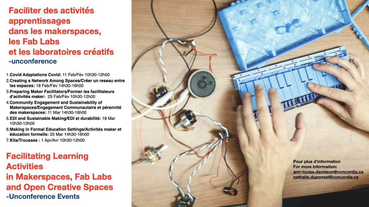 educationmakers's tweet image. 👀🔥🔥🚀🔨🪚➡️Are you a facilitator in a #makerspace or #fablab ? Interested in the #makermovement? Don't miss our first unconference event on #Covid Adaptations Feb 11 from 10:30 to 12h00. Take part in a stimulating discussion with our team! Register: bit.ly/3Hkio05