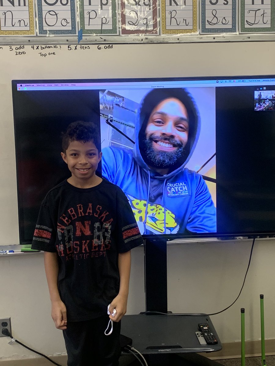stbernardtigers's tweet photo. 4th graders study famous Nebraskans, and Terrence did his research on @NilesP_ who was kind of enough to chat with our students today about his life and career! Thanks, ✨Coach✨ Paul! We’ll see you on the sidelines this fall! https://t.co/lCXxIBThrb
