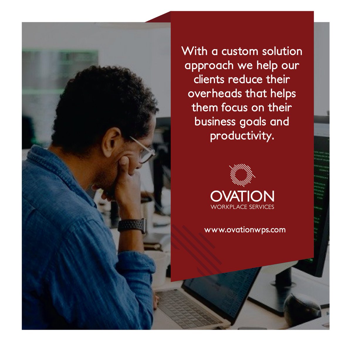 Ovationwps's tweet photo. With a custom solution approach we help our clients reduce their overheads that helps them focus on their business goals & productivity.
For more details connect with us on https://t.co/xtAUyDqURf
#ovationworkplaceservices #ovationwps #technicalsupportservices #itservices #IT https://t.co/qomdNmrgwC