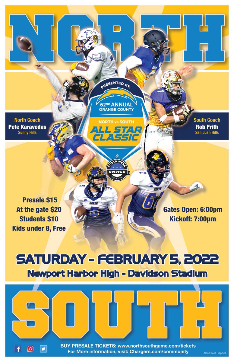 🍊County North v South All-Star Game this Saturday at 7pm. Come out and support the South Squad, coached by the San Juan Hills Staff. These kids are ready to put on a show🔥
#GoSouth
