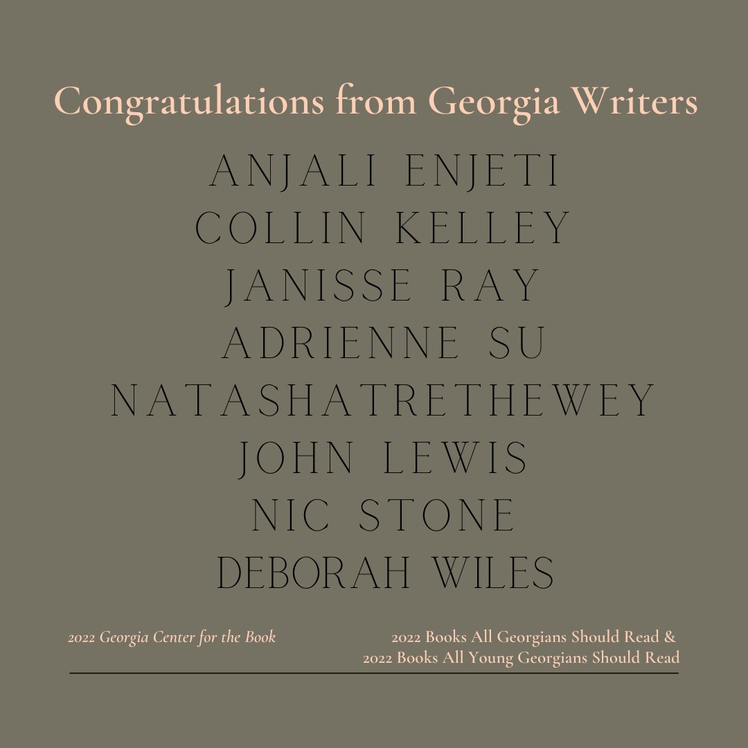 ✨ Congratulations to the Georgia Writers Registry authors, Georgia Author of the Year Winners & Finalists, and GW guests who made the 2022 Books All Georgians Should Read lists! ✨ #georgiawriters #welovegeorgia