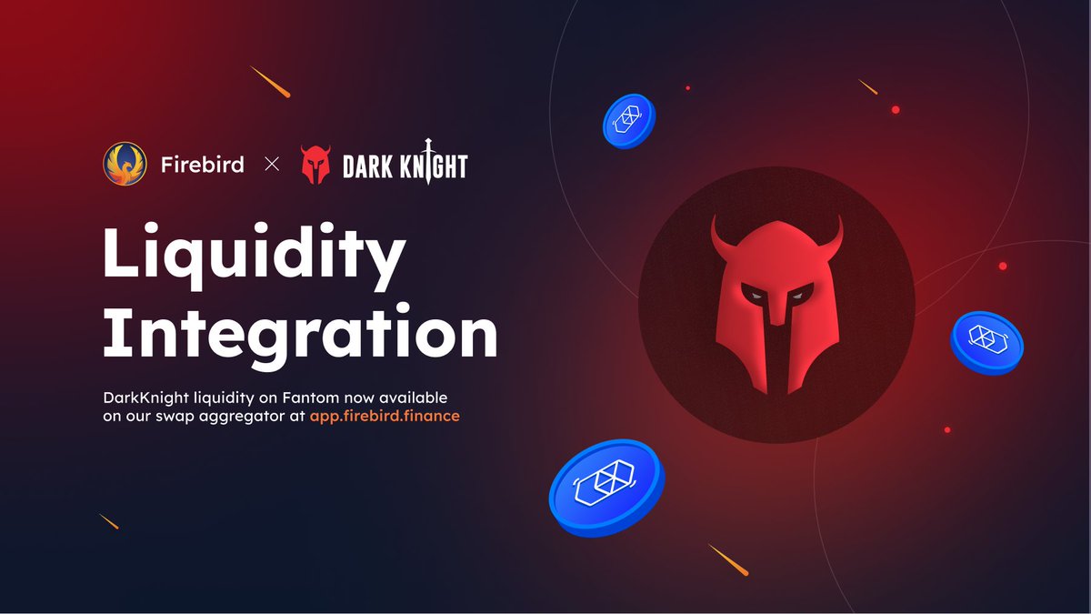 Firebird Finance (@financefirebird) on Twitter photo It's an integration marathon 🏃!
Please welcome our friends over at <a href="/KnightEcosystem/">Knight / Dark Knight</a> ♞ and their bounteous $20m+ of liquidity into the #Firebird family
Every day our #FTM liquidity gets deeper allowing better swaps for all of our users 💪
Swap now! 👇
app.firebird.finance/swap It's an integration marathon 🏃!
Please welcome our friends over at <a href="/KnightEcosystem/">Knight / Dark Knight</a> ♞ and their bounteous $20m+ of liquidity into the #Firebird family
Every day our #FTM liquidity gets deeper allowing better swaps for all of our users 💪
Swap now! 👇
app.firebird.finance/swap