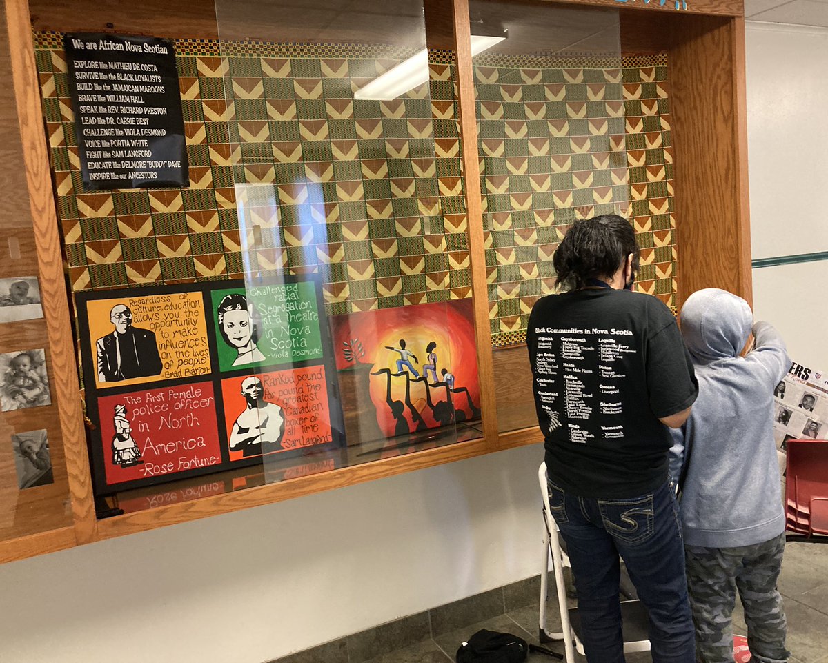 Today, February 1st, marks the beginning of African Heritage Month. Our SSW, Margaret Smith, was busy working on the display case to highlight and celebrate important facts about African Nova Scotians, both past and present. Thanks Margaret! #watchuslearn @TCRCE_NS #AHM2022