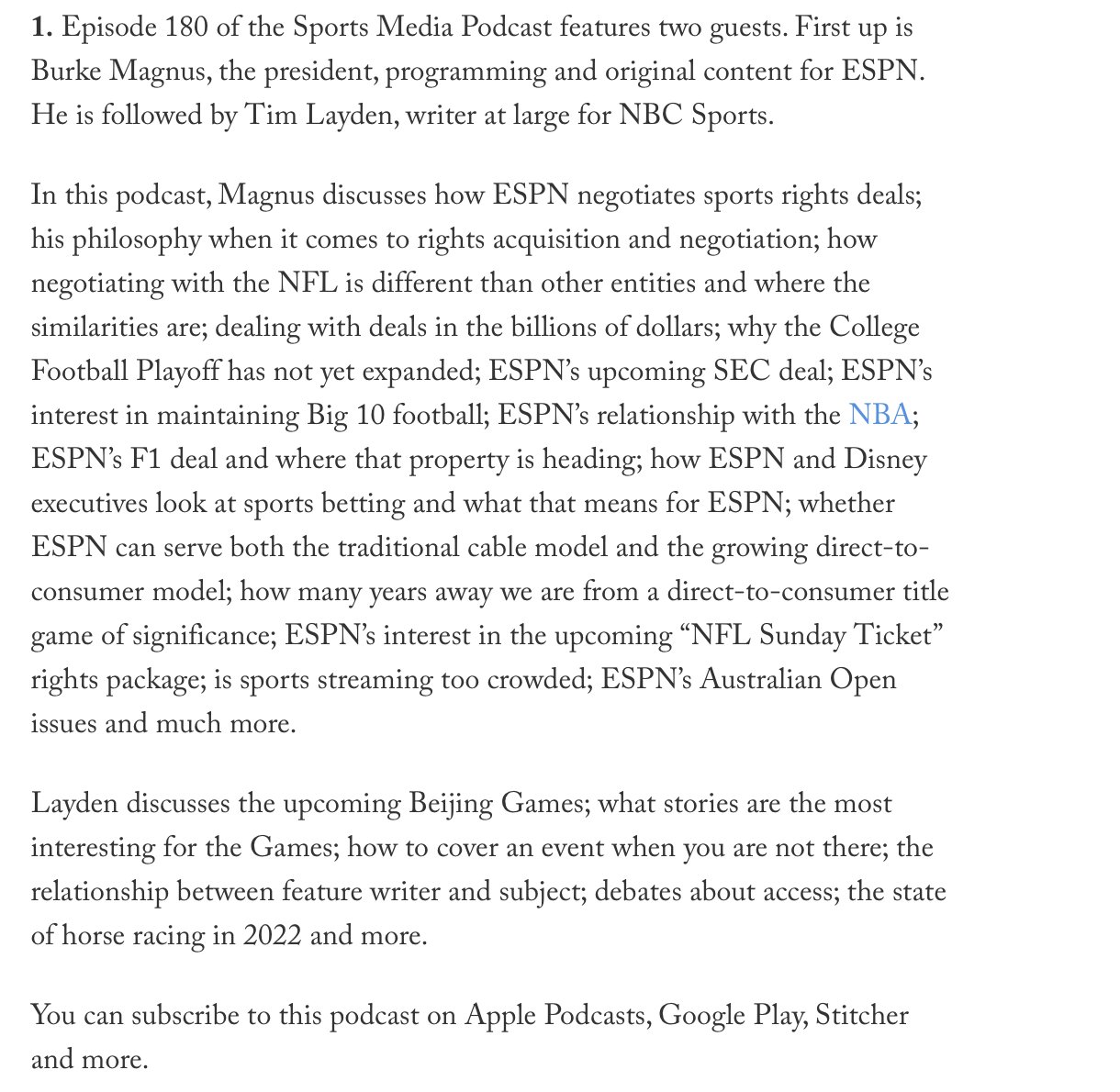 Richard Deitsch on Twitter "NEW SPORTS MEDIA PODCAST If you are