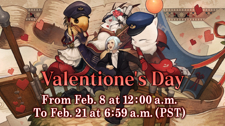 Out for delivery! 💌 sqex.to/IbGiV

The #FFXIV Valentione's Day seasonal event will run from Feb. 8 through Feb. 21 (PT/GMT)! 📆