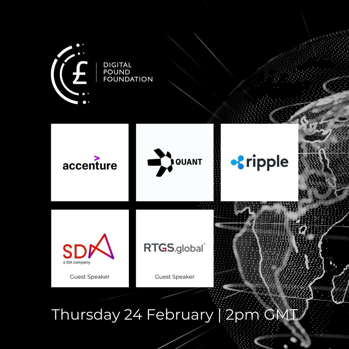 digitalpoundfdn's tweet image. SAVE THE DATE! 📅 24 FEBRUARY

We're hosting a live webinar with @Accenture, @quant_network, @Ripple, @SDX_global, and ow.ly/QnFG50HJr81 on 'Digital Money: Global markets and the coming revolution in cross-border settlement'.

Register now 👉 ow.ly/8Spm50HJr7W