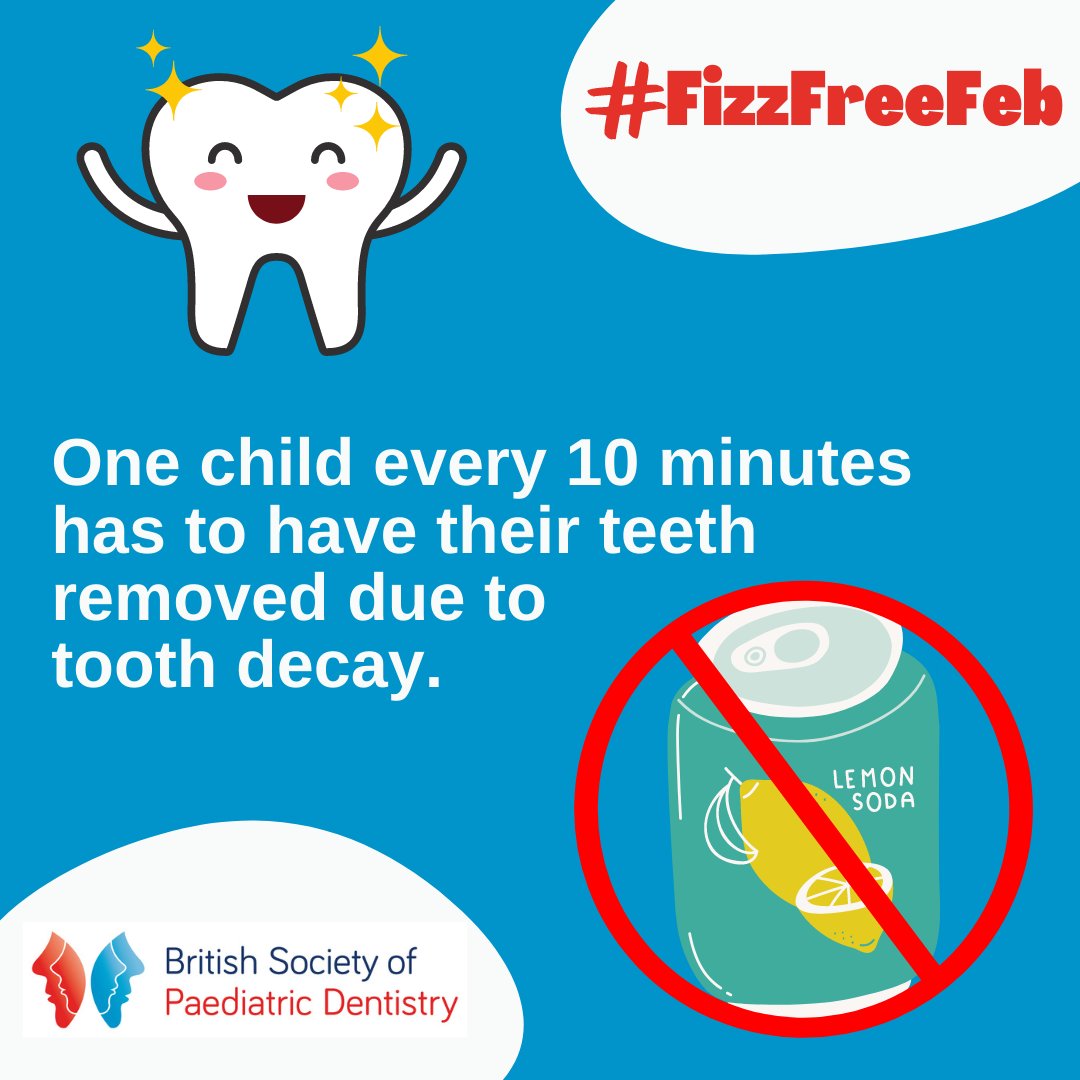 One child every 10 minutes has to have their teeth removed due to tooth decay - let us be their voice this #FizzFreeFeb, please retweet far and wide to raise awareness of the dangers of sugary drinks. ow.ly/X4NW50HJn1r #childhealth #sugarydrinks #gofizzfree
