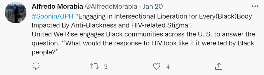 EveryBlackBody's tweet photo. Coming Soon! #editorial about UWR as part of a @AMJPublicHealth supplement on HIV-related intersectional stigma and discrimination.  

Congratulations to Dr. Lisa Bowleg @sannishadale &amp; the team

Shout out to authors @imstephaunelite @gkdaffin @echndc Chioma Nnaji &amp; Justin Smith https://t.co/2orkyGKbsE