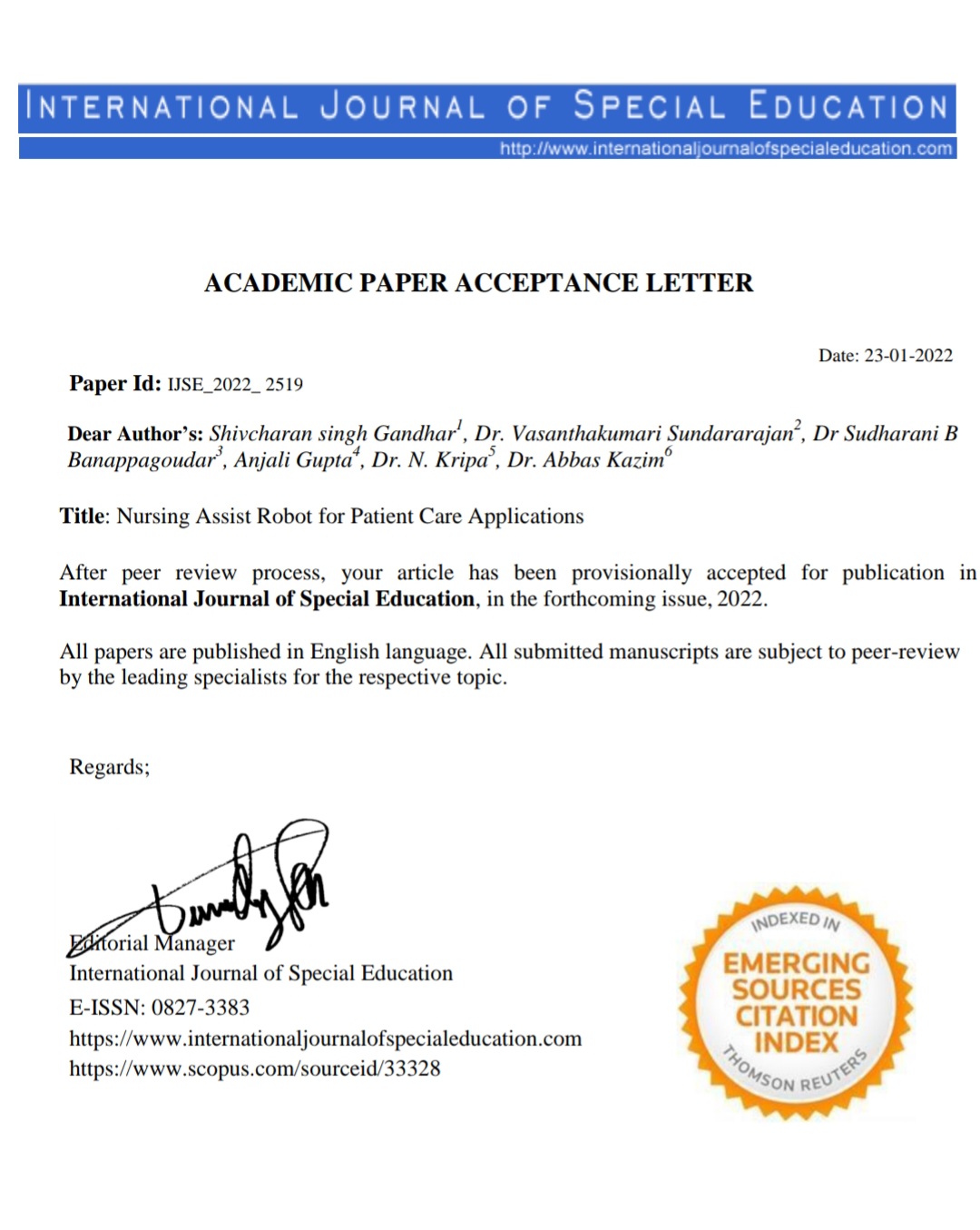 Dr.Abbas Kazim on X: &ldquo;Glad to see my paper&rsquo;s acceptance letter and 