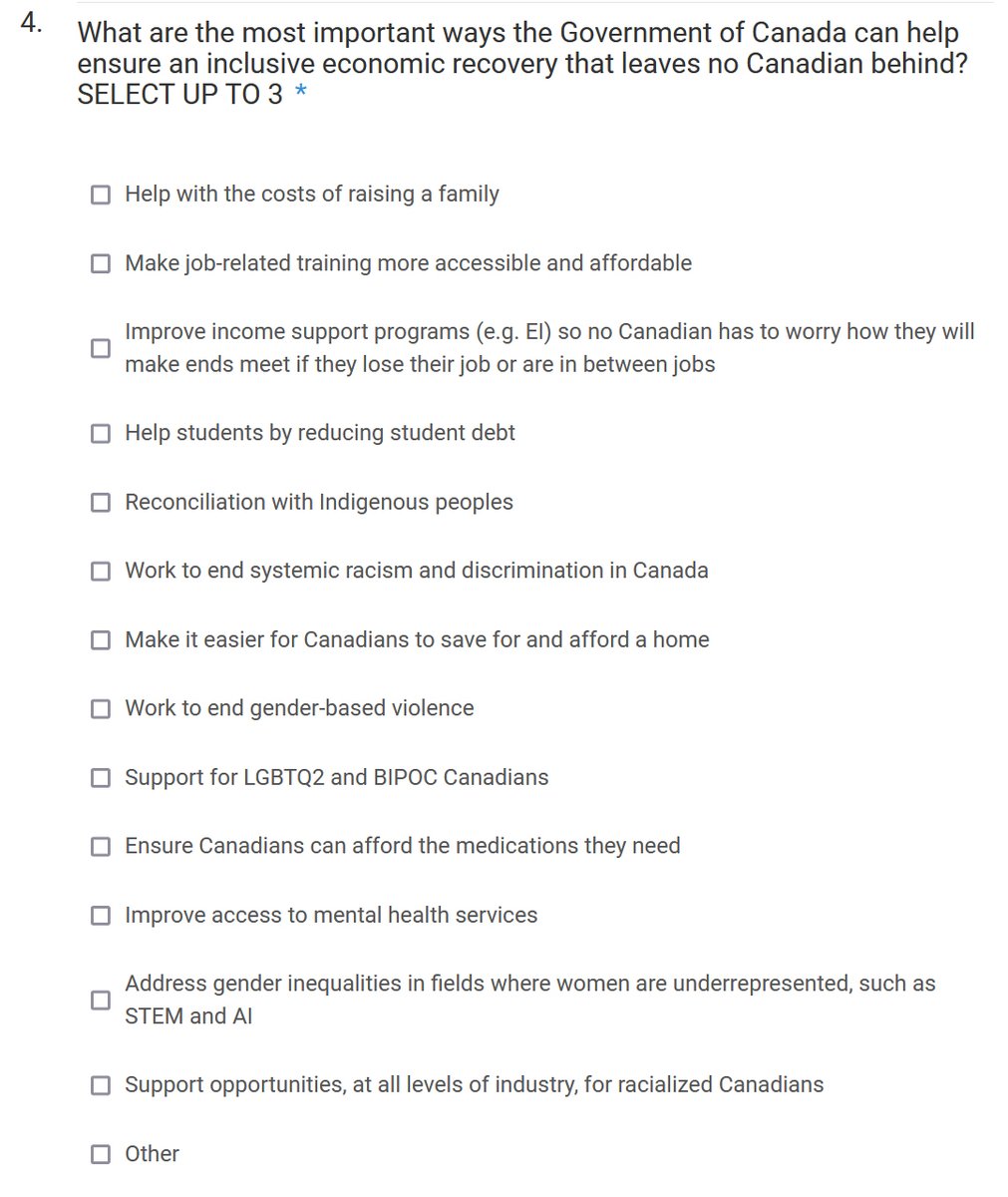 TylerStack's tweet photo. Liberal Budget survey has a section for who to help in an "inclusive" recovery. People with disabilities aren't an option. It's once again clear that the #CanadaDisabilityBenefit is NOT a priority. @cafreeland
 @R_Boissonnault @RachelBendayan @terrybeech https://t.co/uSAg5LMO0y