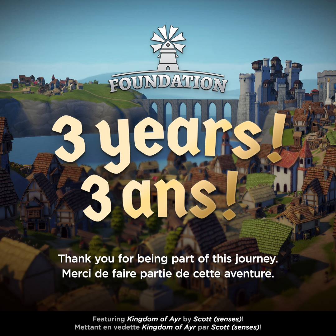 foundationgame's tweet photo. New achievement unlocked: 3 years in Early Access 🔓

Thanks to your support, the game now sits among the best city builders in the world. 

#foundationgame #polymorphgames #citybuilder #medieval #earlyaccess #pcgaming #indiegame #gridless #community #steam #gog https://t.co/sB24jRHvPi