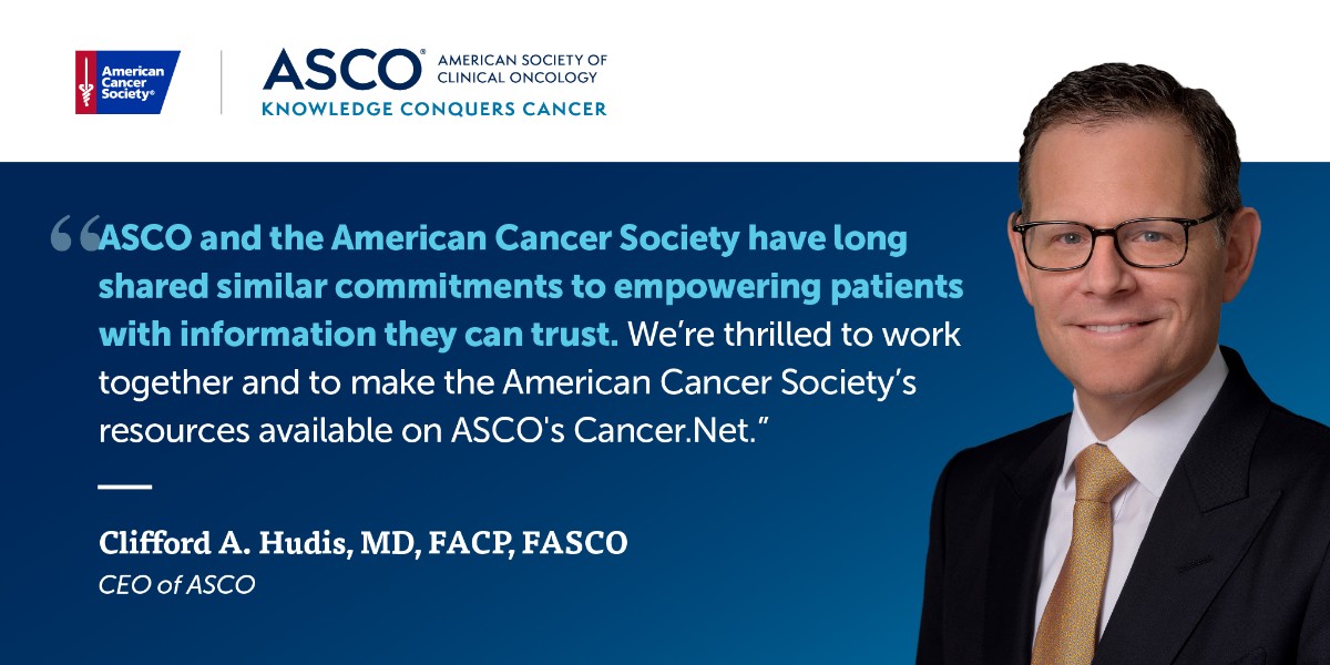🙌 Watch our CEO Dr. <a href="/CliffordHudis/">Clifford Hudis</a> &amp; @AmerCancerCEO Dr. Karen Knudsen discuss our new collaboration to cross-share select prevention, screening &amp; survivorship resources on our patient info site <a href="/CancerDotNet/">CancerDotNet</a> and <a href="/AmericanCancer/">American Cancer Society</a>'s website. fal.cn/3lN9b