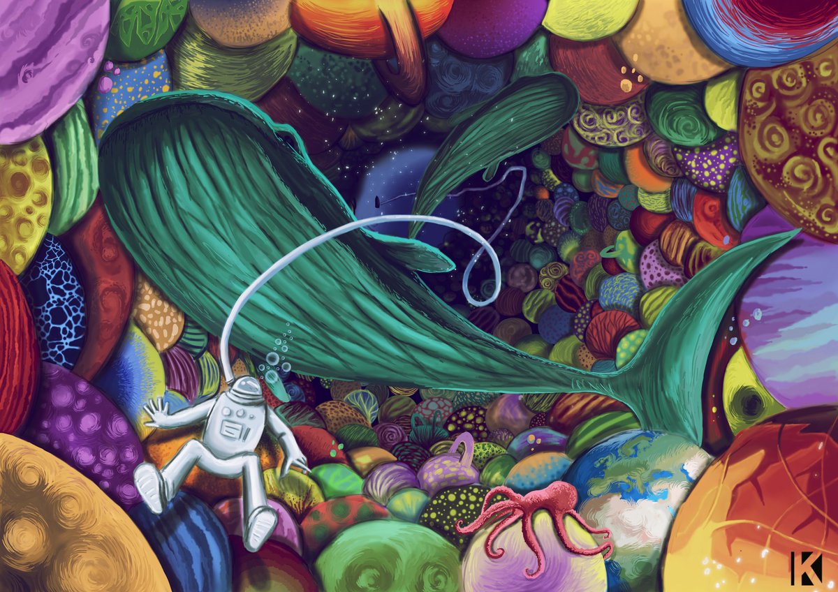 "Cosmic diver" . An artwork that's close to my heart as this made me help transition in to different mediums. 
.
.
.

#digitalart #digitalillustration #painting #artistsoninstagram #nftcommunity #nftart #nftcollector #nftartist #nft #opensea #foundation #rarible #UNIVERSE