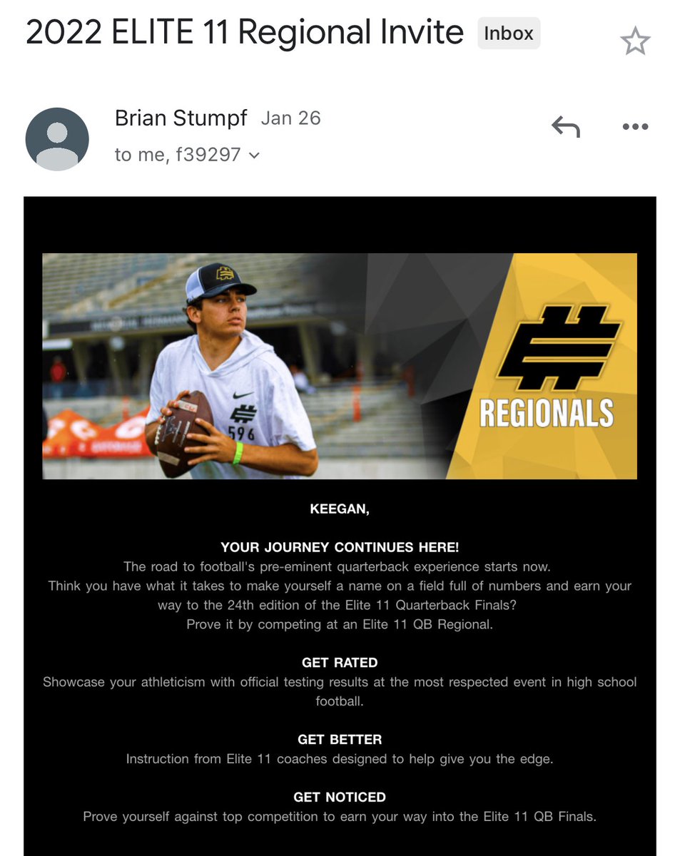 StoverKeegan's tweet photo. I will be competing at the 2022 @Elite11 regionals! https://t.co/ZzbQlxUfML