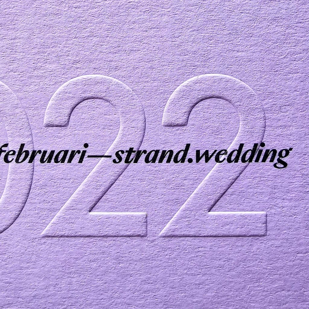Updated wedding invites by <a href="/sara_strand/">Sara Strand</a> &amp; <a href="/andreashelin/">Andreas Helin</a> Offset printed and blind embossed on the lovely <a href="/colorplanpapers/">GF Smith Colorplan</a> 270 gsm Colorplan Lavender