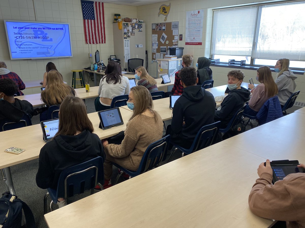 So much better than breakout rooms where students sit in awkward silence. 9th graders sharing a “get-to-know-you” activity with each other… face to face.