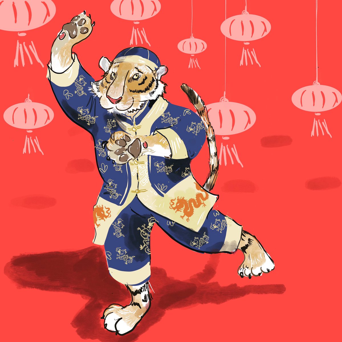 Happy Lunar New Year! Gong Hei Fat Choy! (I hope I got that right and fully expect my celebrating relatives and friends to correct me if I did not!) #gongheifatchoi, #LunarNewYear, #LunarNewYear2022, #YearOfTheTiger, #Tiger, #Chinesedancr, #ChineseNewYear, #TigerIllustration