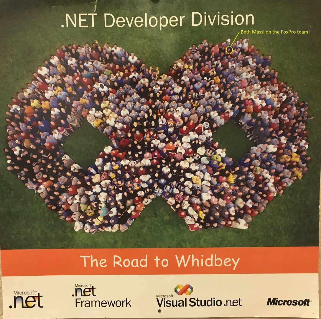 BethMassi's tweet image. I can't believe it's been 20 years since the launch of Visual Studio .NET. I remember my first stint with @Microsoft in 2003 on the FoxPro team when we were building "Whidbey" #dotNETLovesMe